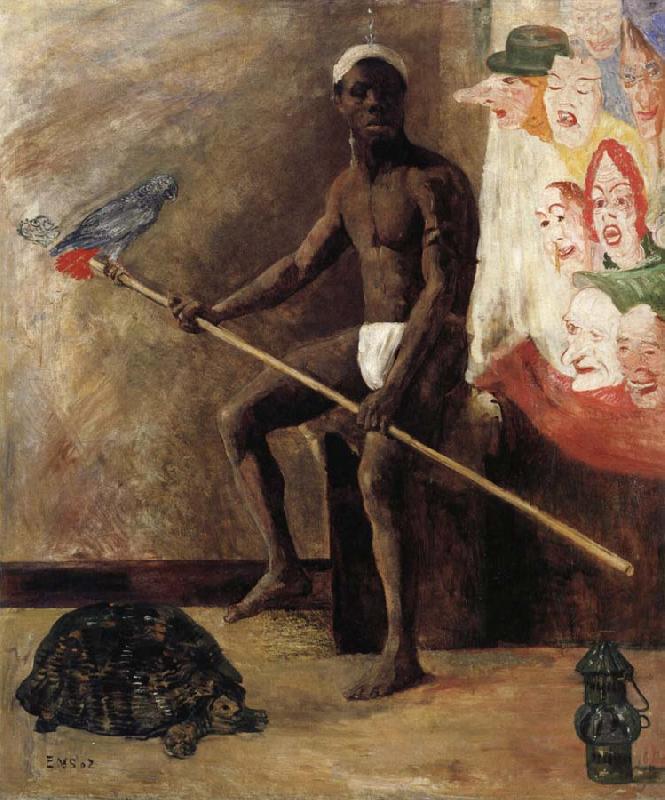 James Ensor Masks Watching a Negro Minstrel